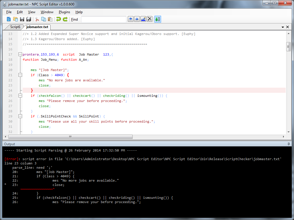NPC Script Editor